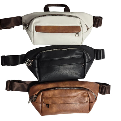 Compact belt bag with adjustable strap for hands-free carrying during travel or outdoor activities.