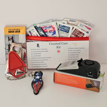 Curated Care Kit:  Basic college dorm or apartment safety kit with specialized wellness kit. 