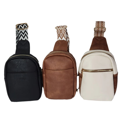 Stylish small leather crossbody bag with adjustable strap and multiple pockets for convenience and everyday use.