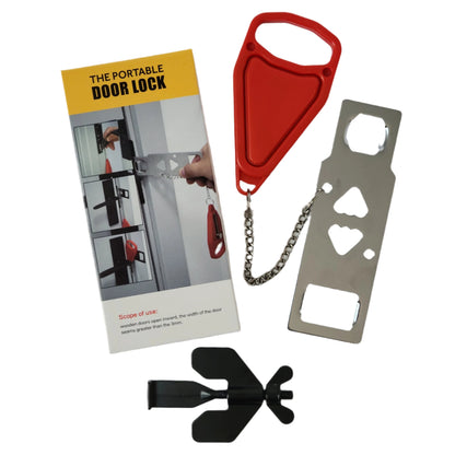 Portable and durable door locks compatible with most residential and commercial doors.  Easily set up in seconds.  