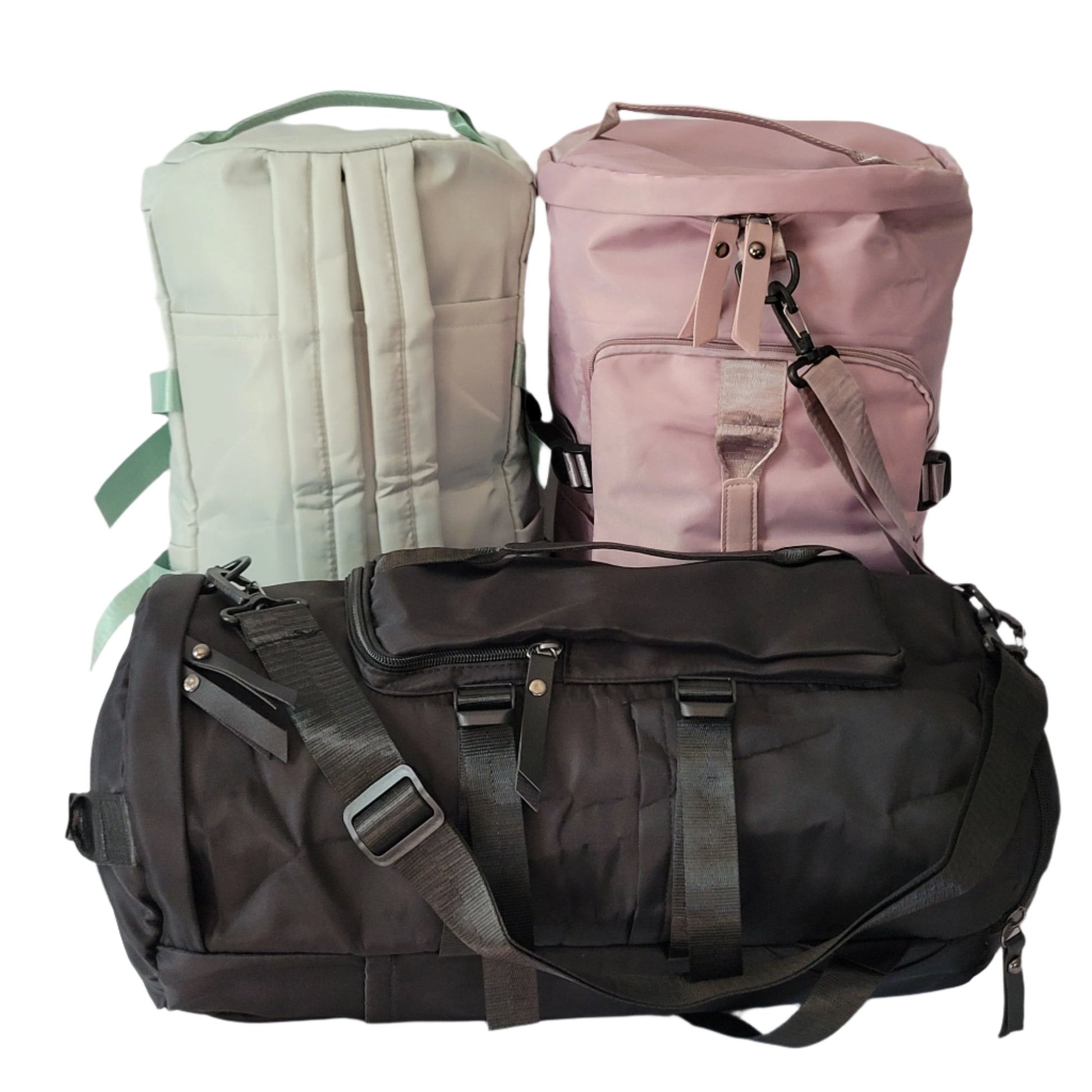 Multi-colored options of bags to choose from.  Comes in black, green or pink.  