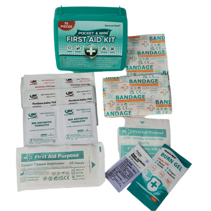 Compact first aid kit with essential supplies for minor injuries, perfect for home, travel, or emergencies.